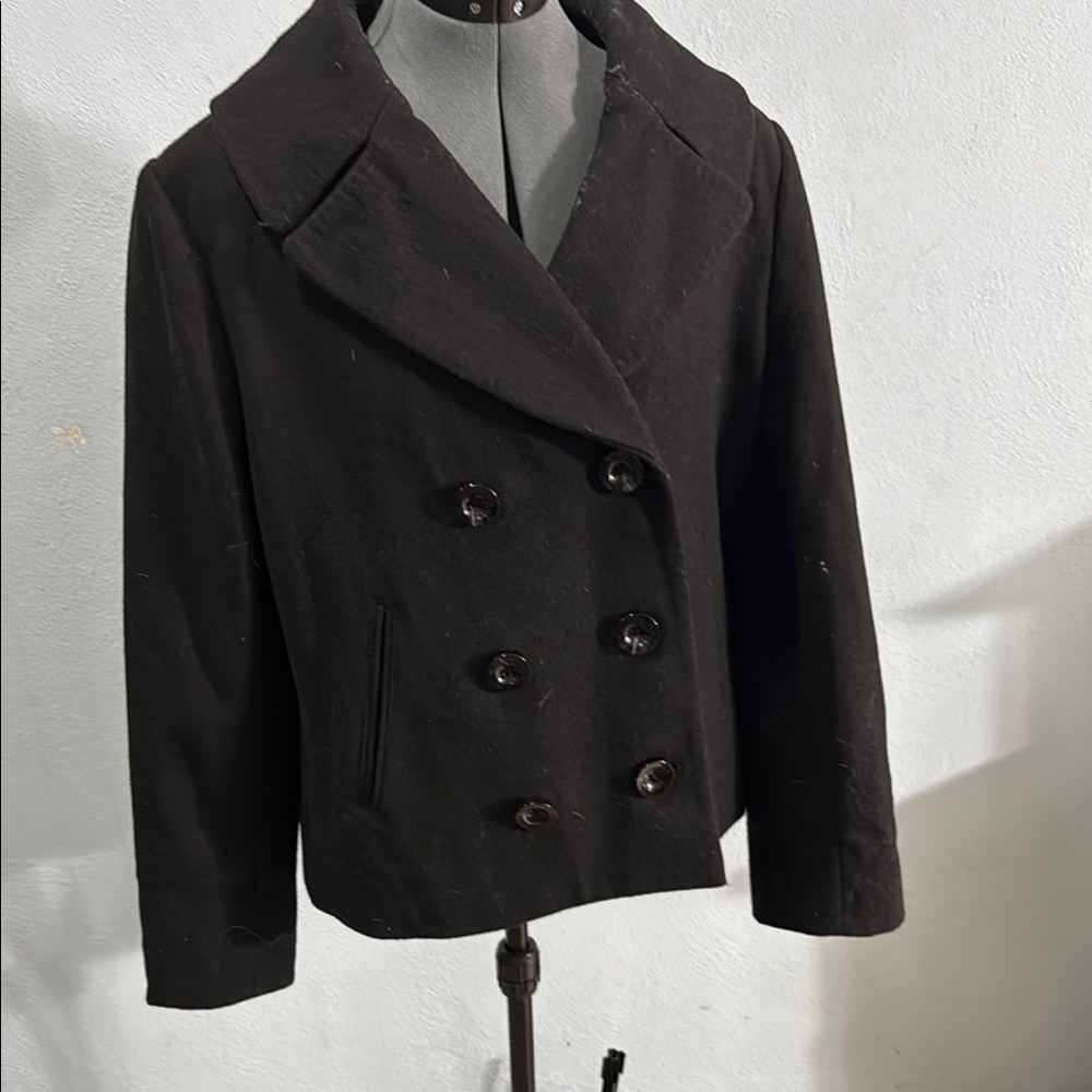 Merona Black Peacoat with Notched Lapels